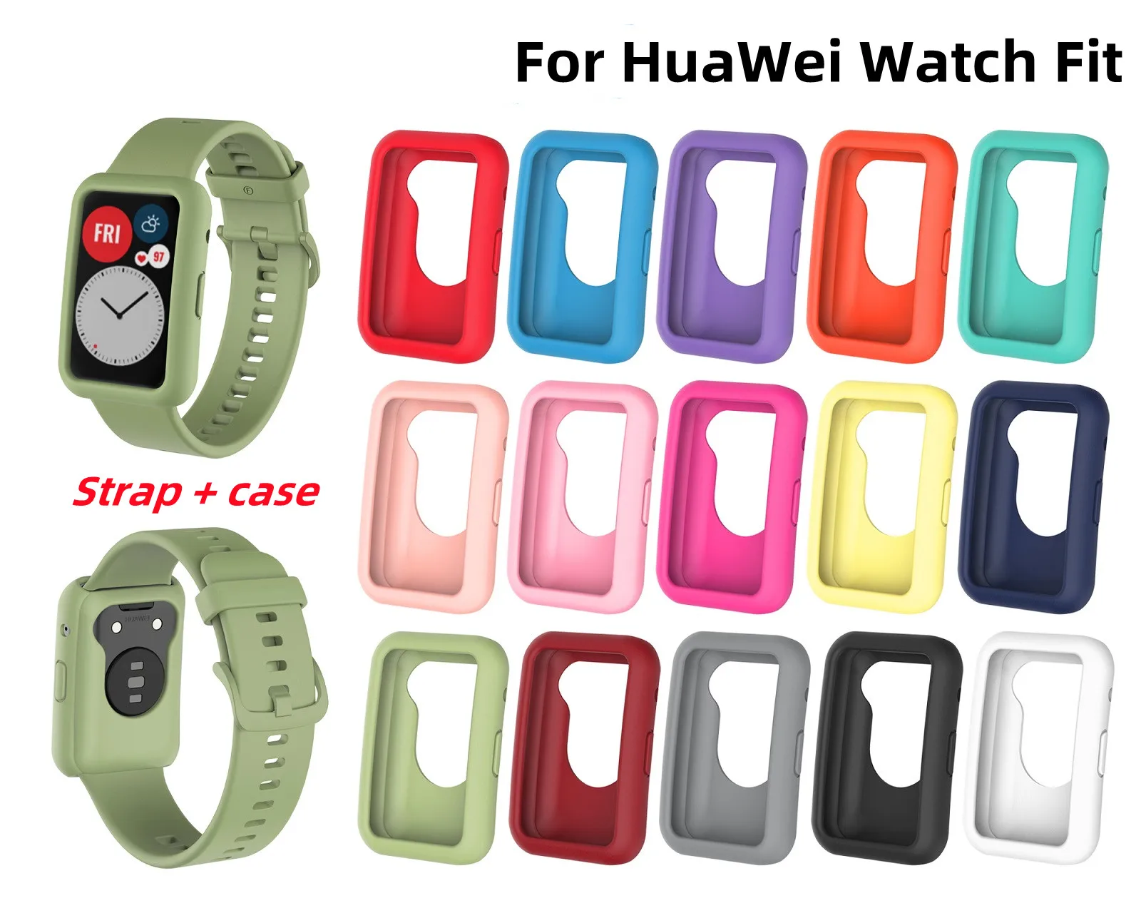 

Чехол с покрытием для Huawei Watch fit, чехол для умных часов, бампер из ТПУ, всесторонняя защита экрана, новые аксессуары для часов Huawei