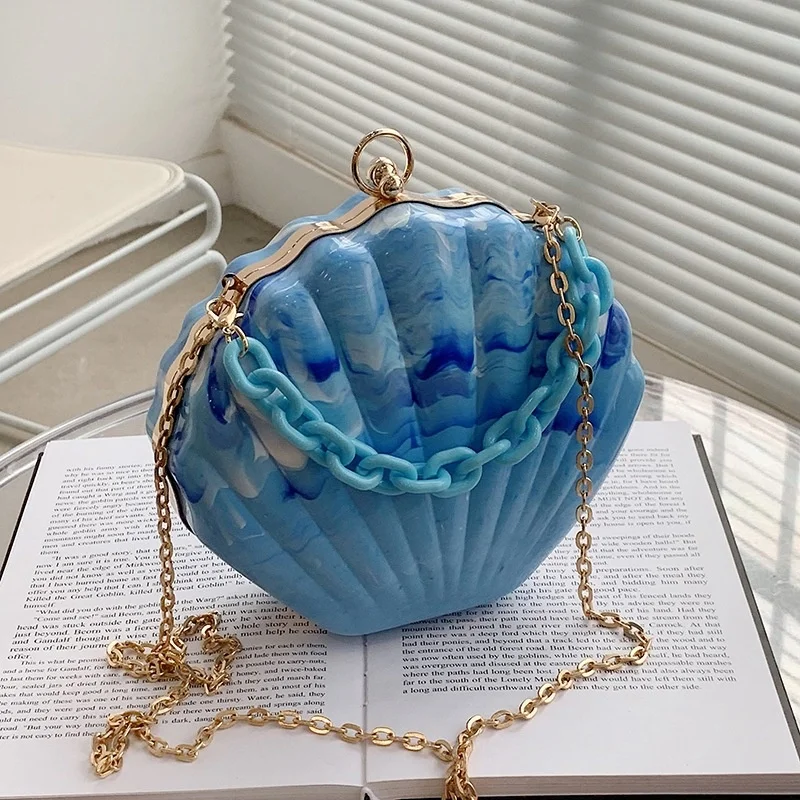 

Shell Shape Party Clutch Bag Evening Bag 2021 New Elegant Crossbody Bag For Women Shoulder Chain Bag Chic Purses And Handbags