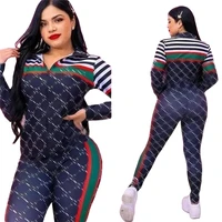 new letter print tracksuits for women long sleeve cardigan zipper tops and sports pants casual brand 2 piece sets j2588