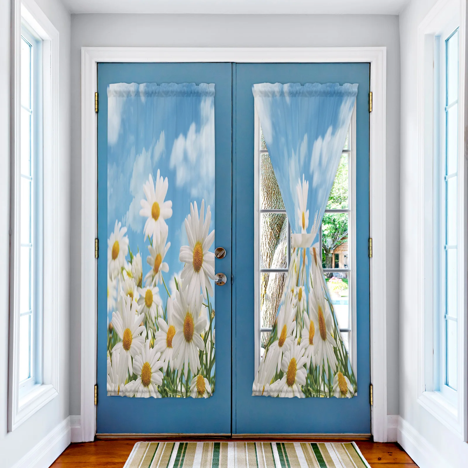 

Daisy Chrysanthemum Flower Modern Curtains for Living Room Luxury Decor Backdrop Curtain Kitchen Door Curtain