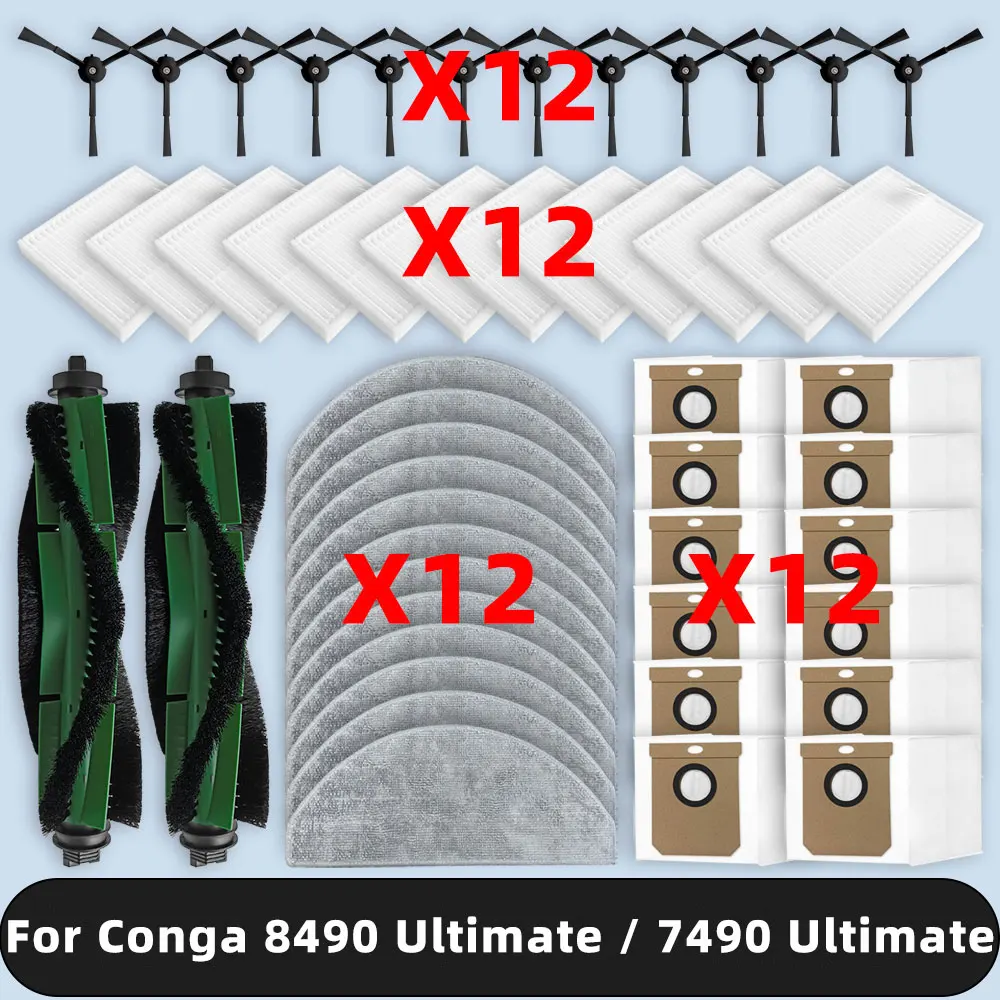 Фото Запчасти для ( Cecotec Conga 8490 Ultimate Ultra Power / 7490 Ultimate Home X-Treme Genesis ), фильтр, основная боковая щетка, Швабра, пылесборник, аксессуары №1