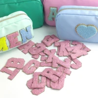a z peach heart pink english letter patch pocket glitter letter patch letter embroidery cosmetic bag decal
