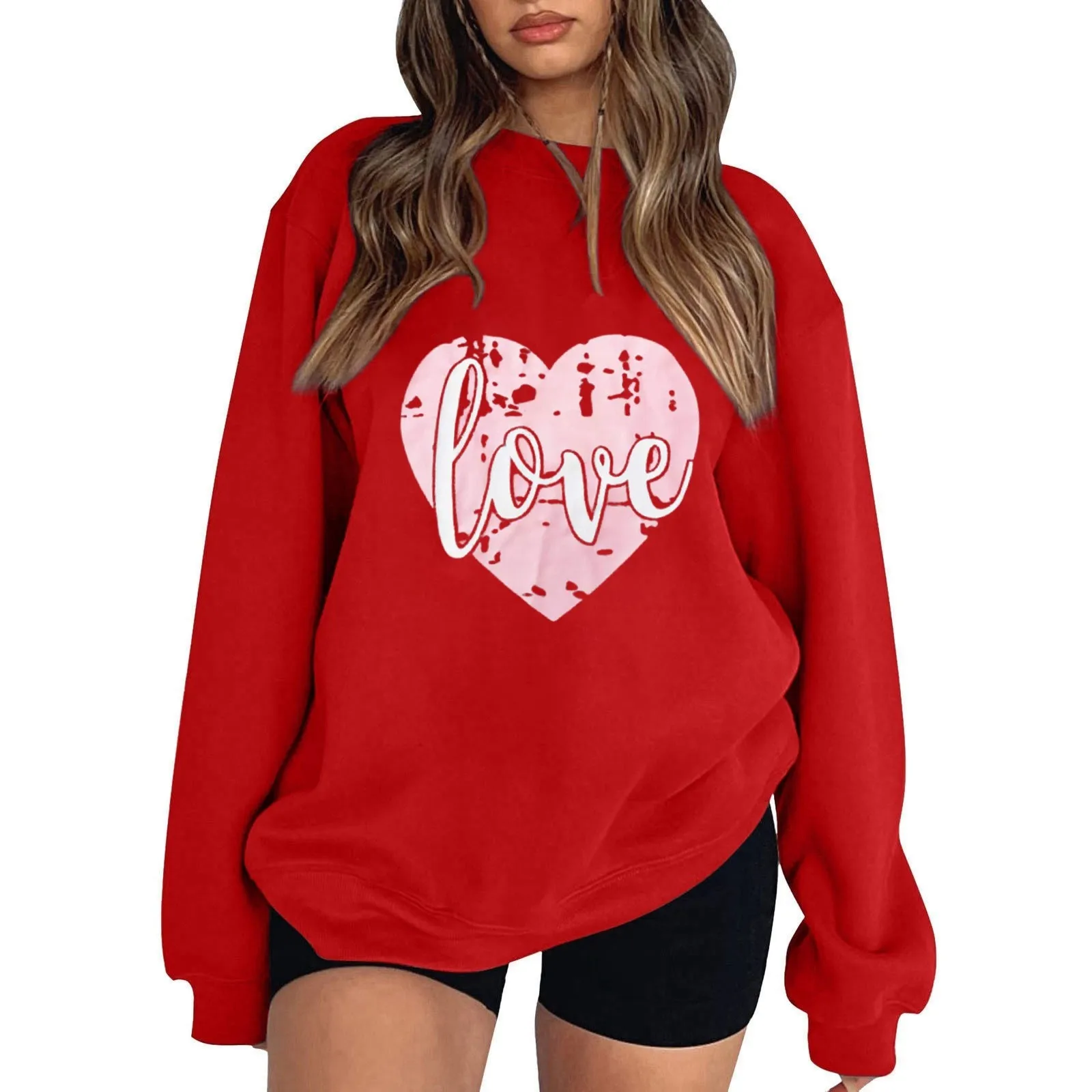 

Athletic Zip up Hoodie Women Women's Valentine's Day Solid Color Love O Print Off Women Hooded Sweatshirt with Zipper Girl 7