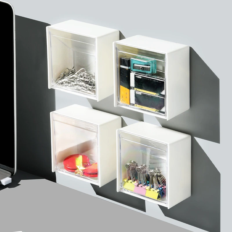 

Bathroom Organizer Wall-mounted Cotton Pad Holder Makeup Organizer Box Plastic Storage Container for Cotton Swabs Jewelry