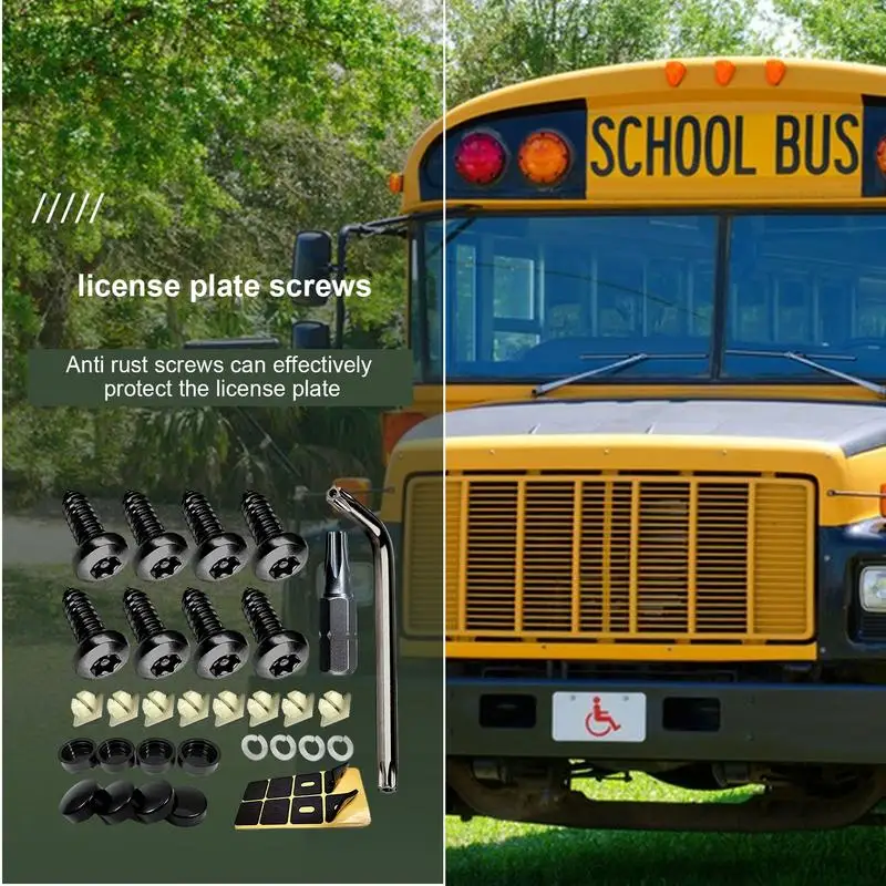 Комплект винтов для номерного знака черные чехлы крепежные застежки нержавеющие