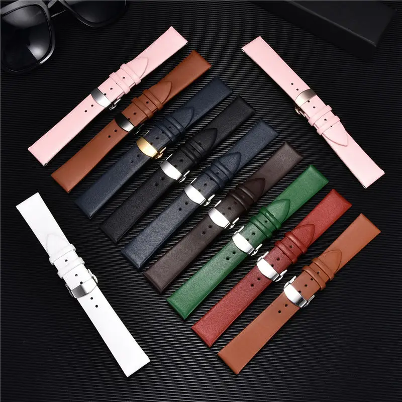 Ремешок из натуральной кожи для наручных часов мягкий тонкий браслет с