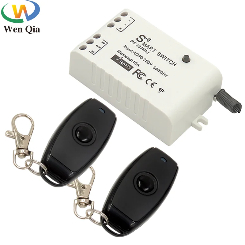 

433Mhz Wireless RF Remote Control Switch AC110V 220V 10A 1CH Relay Receiver Module On Off Transmitter for LED Light fan lamp