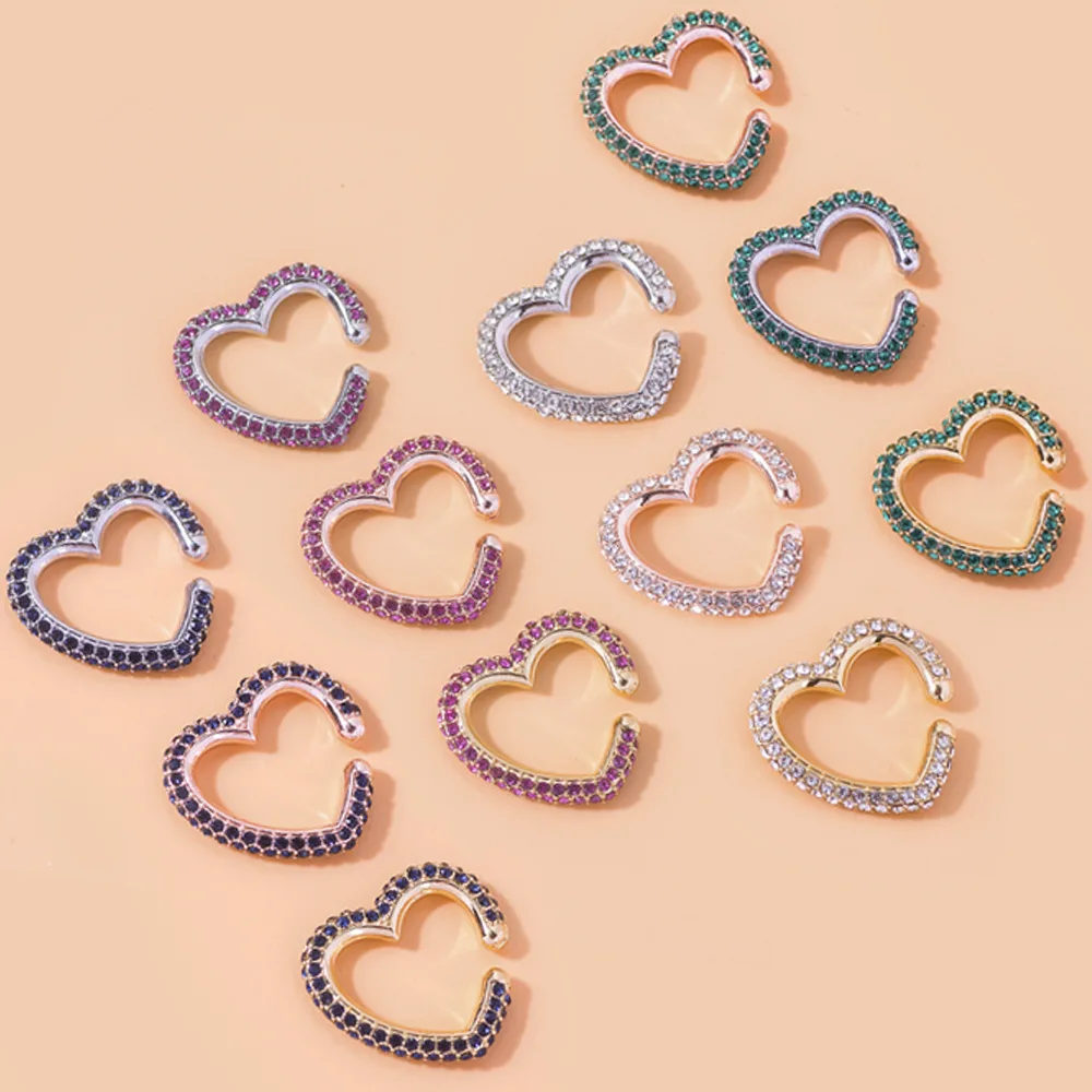 

1Pcs Rainbow Heart Star Ear Cuffs Earring for Women Trendy Rhinestone Ear Cuff Earrings Colorful Romantic Ear Clips Jewelry Gift