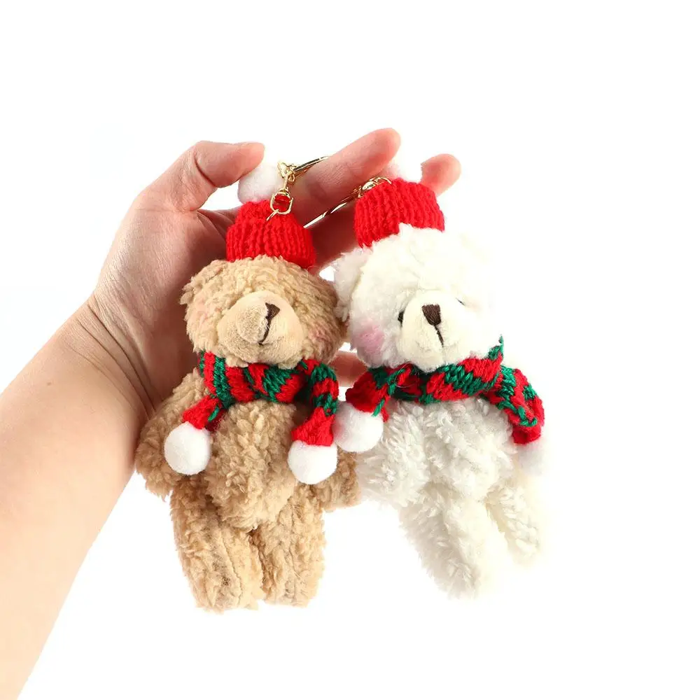 Милые рождественские Брелоки для ключей мультяшный плюшевый медведь кукла