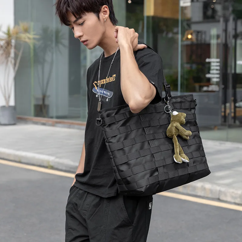 Japanese Fashion Brand Simple Shoulder Bag Function Style Men's Crossbody Bag Nylon Cloth Large Capacity Tote Bag