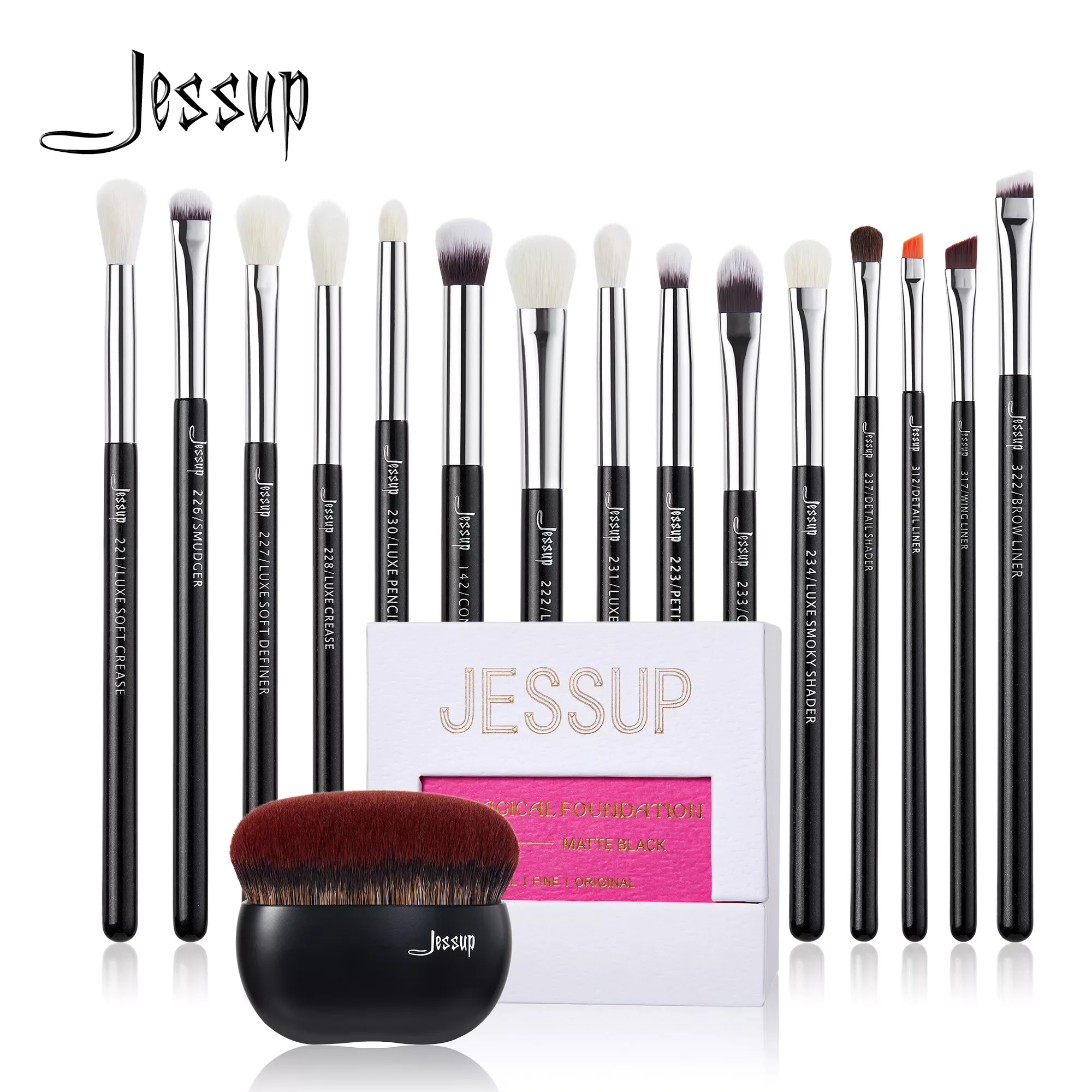 

NEW2023 Eye Makeup Brushes Set 15pcs Precise Eyeshadow Brush Eyebrow EyeLiner Blending Concealer Natural Synthetic Black T177