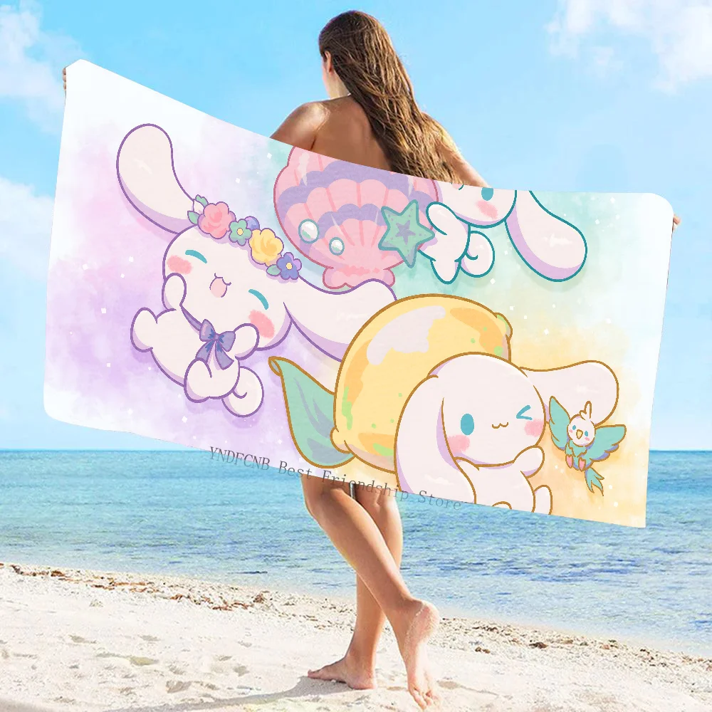 Милое мультяшное полотенце C-Cinnamoroll 1 шт. пляжное из микрофибры быстросохнущее