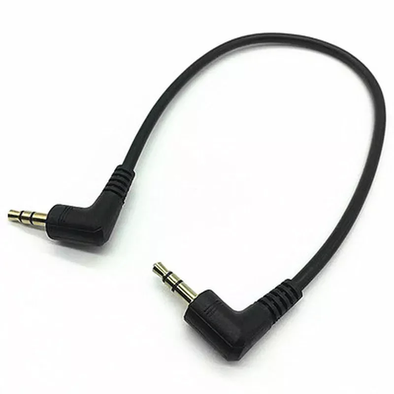 

90 Degree Right Angle 3 Pole 3.5mm Aux Audio Flat Cable Cord Male To Male for Phone Car Aux Speaker