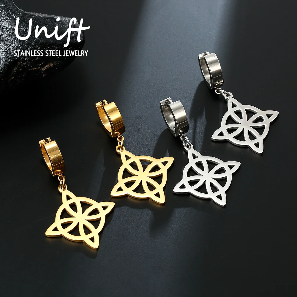 Unift Серьги счастливые кельтские с узлом для женщин, серьги из нержавеющей стали с узлом ведьмы, Модные Винтажные бриллиантовые серьги