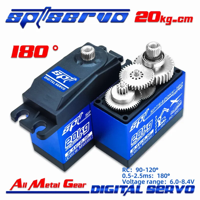 

SPT Digital Servo SPT5420HV-180 20KG High Voltage Torque Large Angel Full Metal Gear for RC Airplane Fixed Wing Car Drift Robot