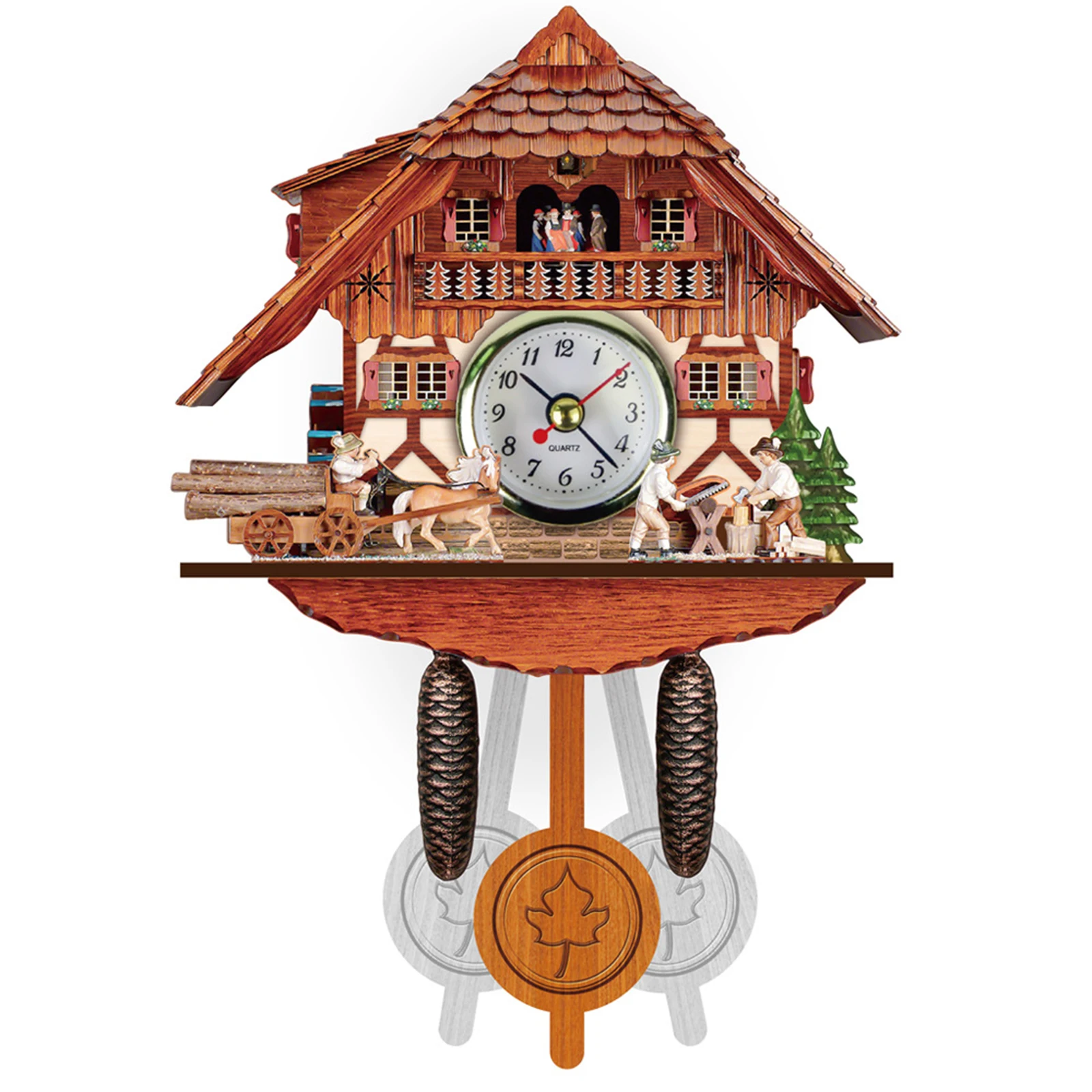 

Wooden Cuckoo Clock With Pendulum Wall Alarm Clock Decoration For Living Room Bedroom Cafe Restaurant Hotel
