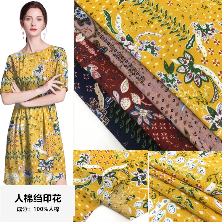 

New Rayon Crepe Printed Cotton Silk Rayon Crepe Rayon Dress Women's Fabric