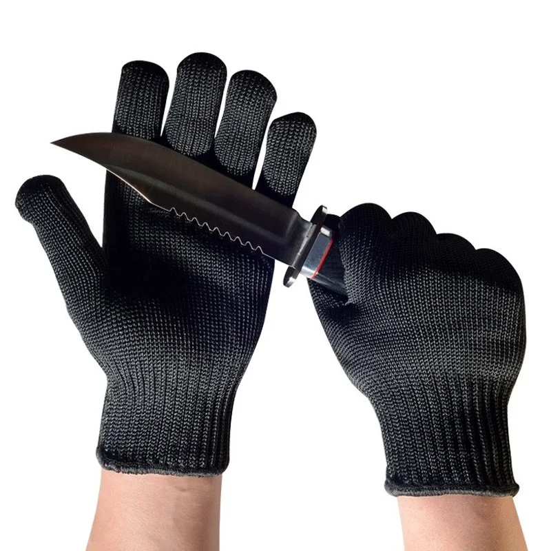 

Black Level 5 Anti-cut Glove Safety Cut Proof Stab Resistant Wire Metal Work Gloves Garden Kitchen Household Safety Gloves