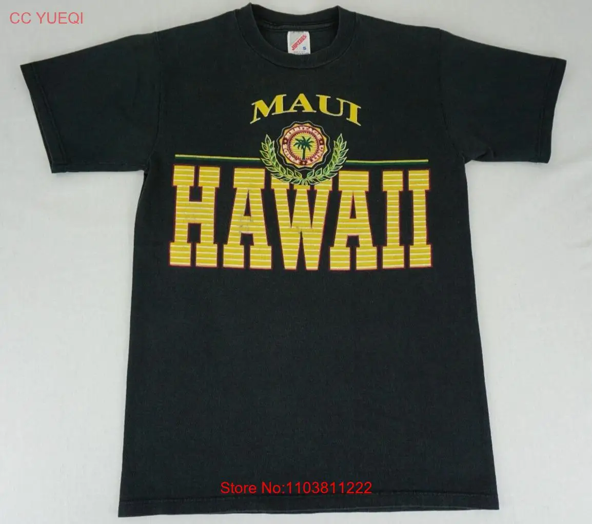 Винтажные 90-е Jerzees Maui Гавайская черная рубашка с маркировкой небольшая Мода