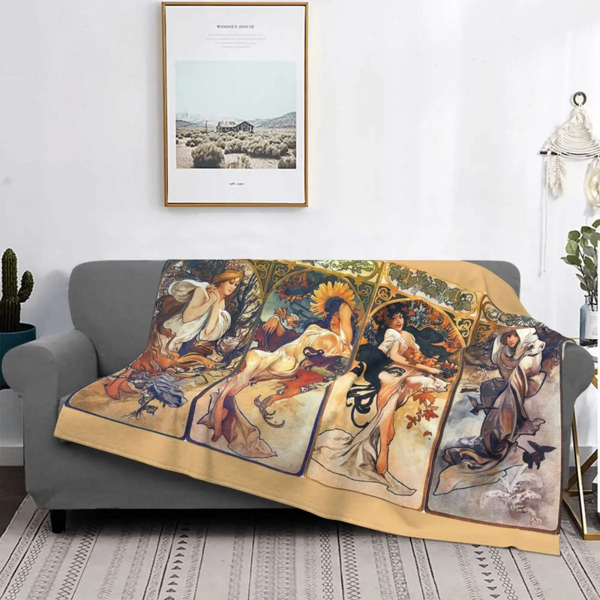

Alphonse Mucha Ablum Diary Art Wool Blanket Vintage Beautiful Women Awesome Throw Blanket for Home 125*100cm Rug Piece