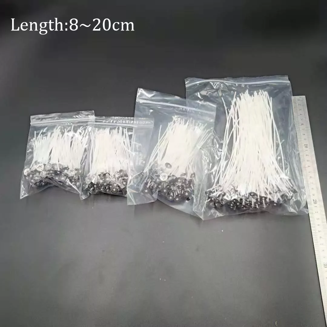 

100Pcs/Set Low-Smoke Candle Wicks Cotton Core Waxed Wick 8/10/12/16/20Cm Cotton Core Diy Candle Making Pre-Waxed Wicks