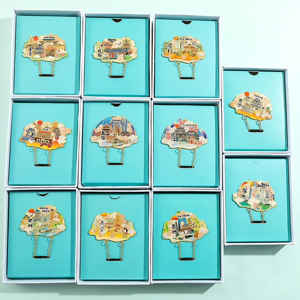 Китайская городская Закладка Пекин Шанхай металлические закладки для книг