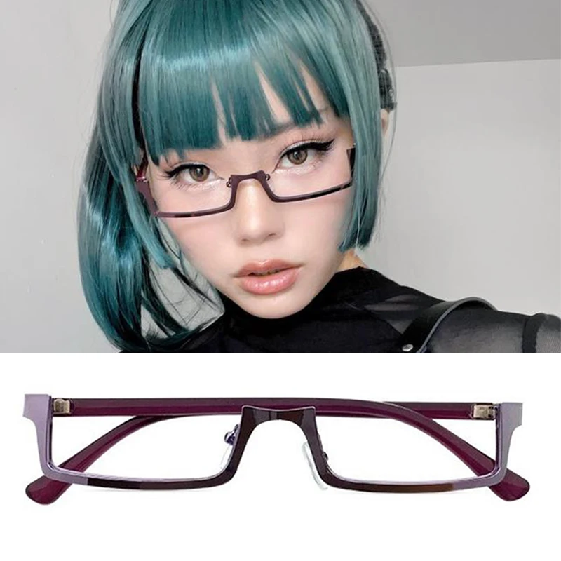 

Anime Cosplay Maki Zenin Cosplay Glasses Purple Half Frame Eyeglasses Without Lens Glasses Frame Japanese Anime Party Props