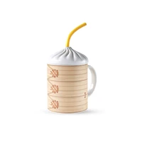 creative steamed buns straws mugs mugs personalized birthday gifts for girls day home office cups mugs coffee cups tea cup