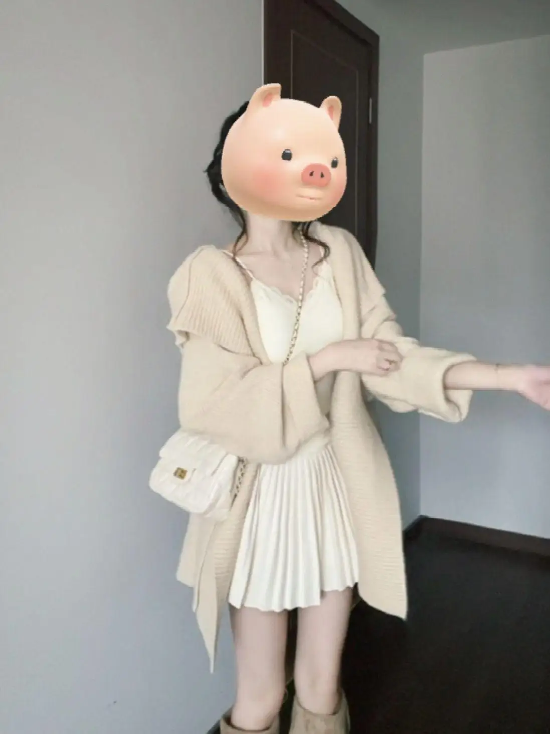 Корейский мягкий вязаный женский кардиган цвета хаки с длинным рукавом и