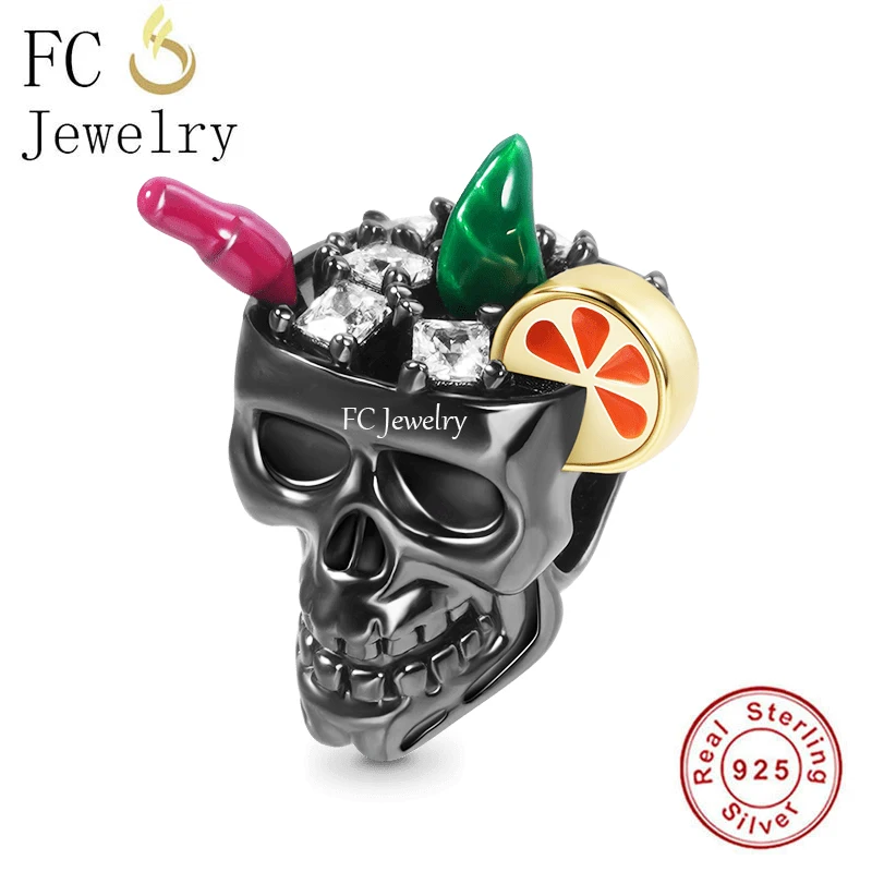 

FC Jewelry Fit Original Pan Charms Bracelet 925 Silver Drink Skull With Fruit and Ice Cream Bead For Making Women Berloque