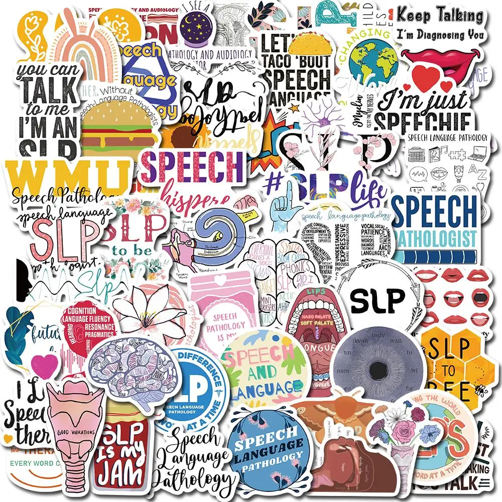 

10/56PCS SLP Speech Language Pathology Infantile Autism Care Stickers Decal For Snowboard Laptop Luggage Car Fridge Sticker