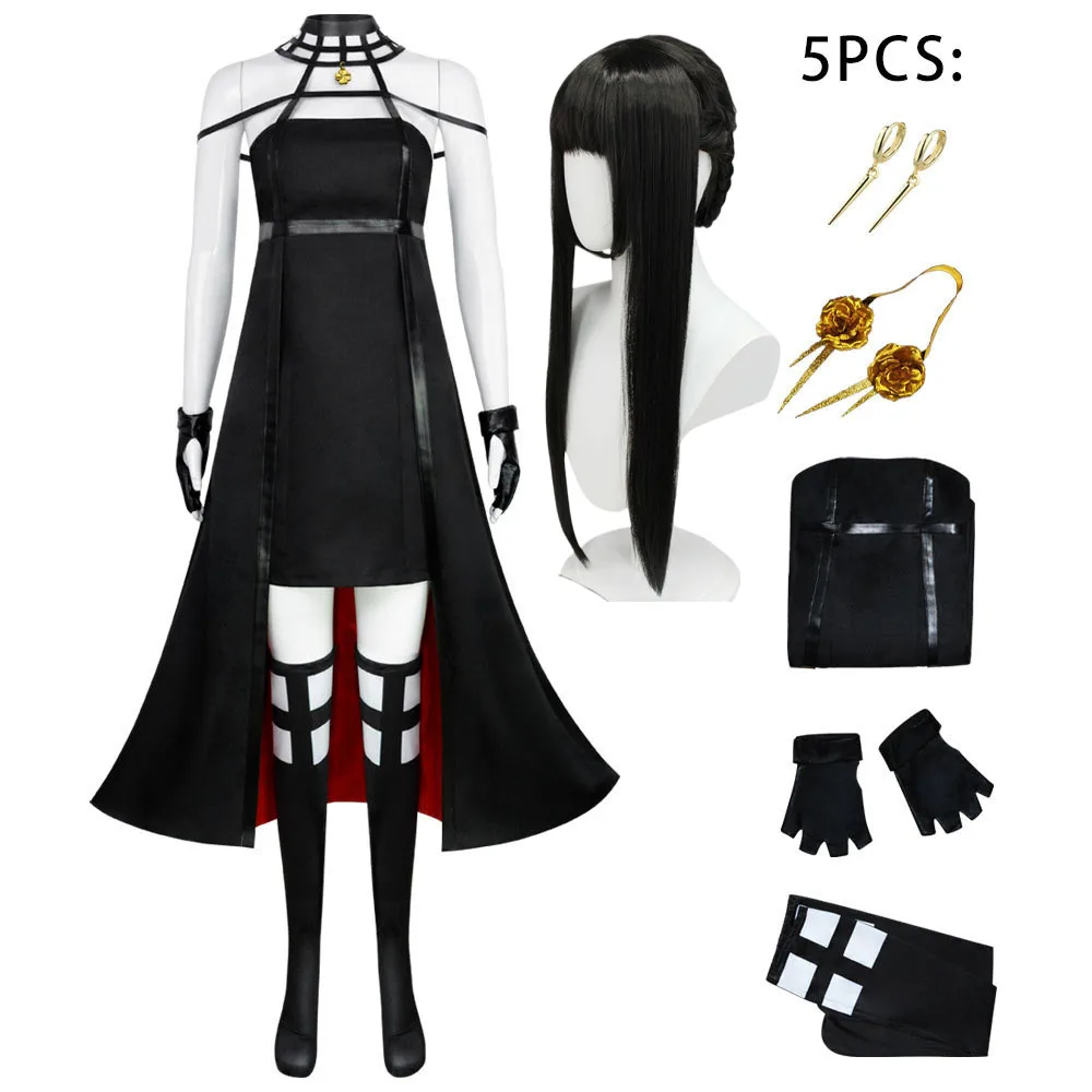 

Anime Spy X Family Yor Forger Cosplay Costume Dress Suit Black Red Skirt Set