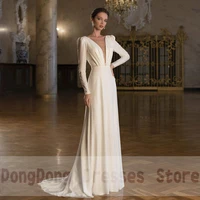 simple mermaid wedding dresses v neck monarch ribbon satin knot sweepbrush 2022 sash open back high quality gowns robe de ma