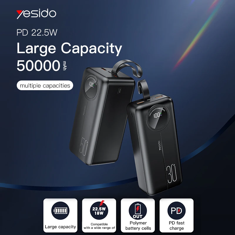

Fast Power Bank 50000mAh SCP 22.5W PD20W Super Fast Charging Flashlight Power Station Battery PoverBank For XIAOMI HUAWEI Iphone
