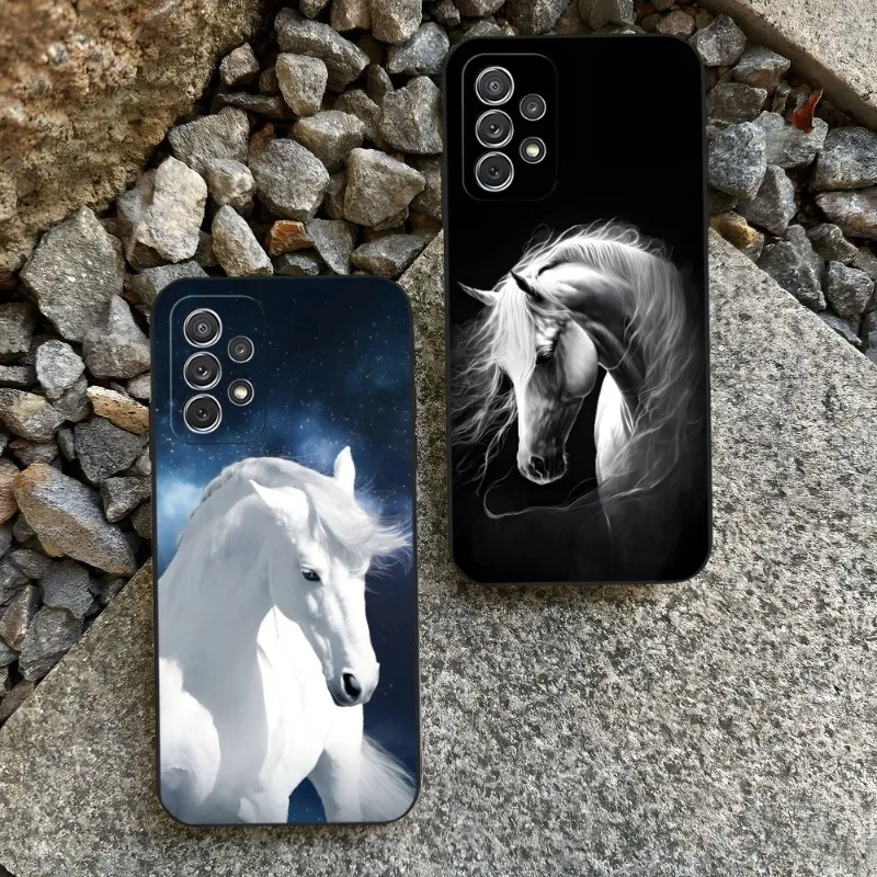 

Running Horses Animal Phone Case For Sumsung S23 S22 S21 Plus Ultra A13 A23 A33 A53 A52 A51 A22 A30 A32 A50 Black Soft Cover