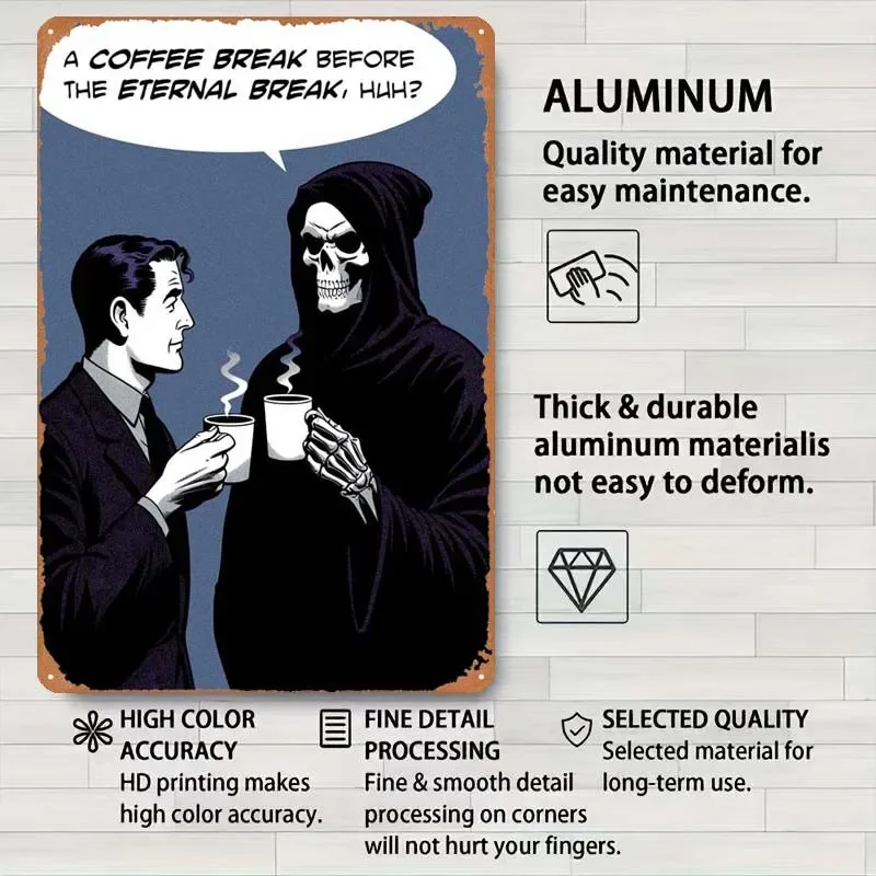 Grim Reaper Coffee Break металлический постер для комиксов украшение игровой комнаты