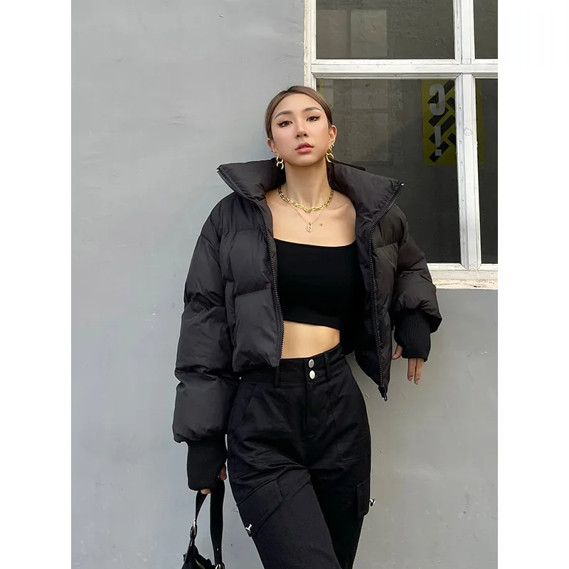 

Women's new 2022 cropped vintage short Puffer Jacket Fashion WaterproofThicken Warm Cotton-padded jackets