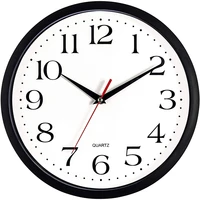 black wall clock silent non ticking 10 inch quality quartz battery operated round easy to read homeofficeclassroomschool