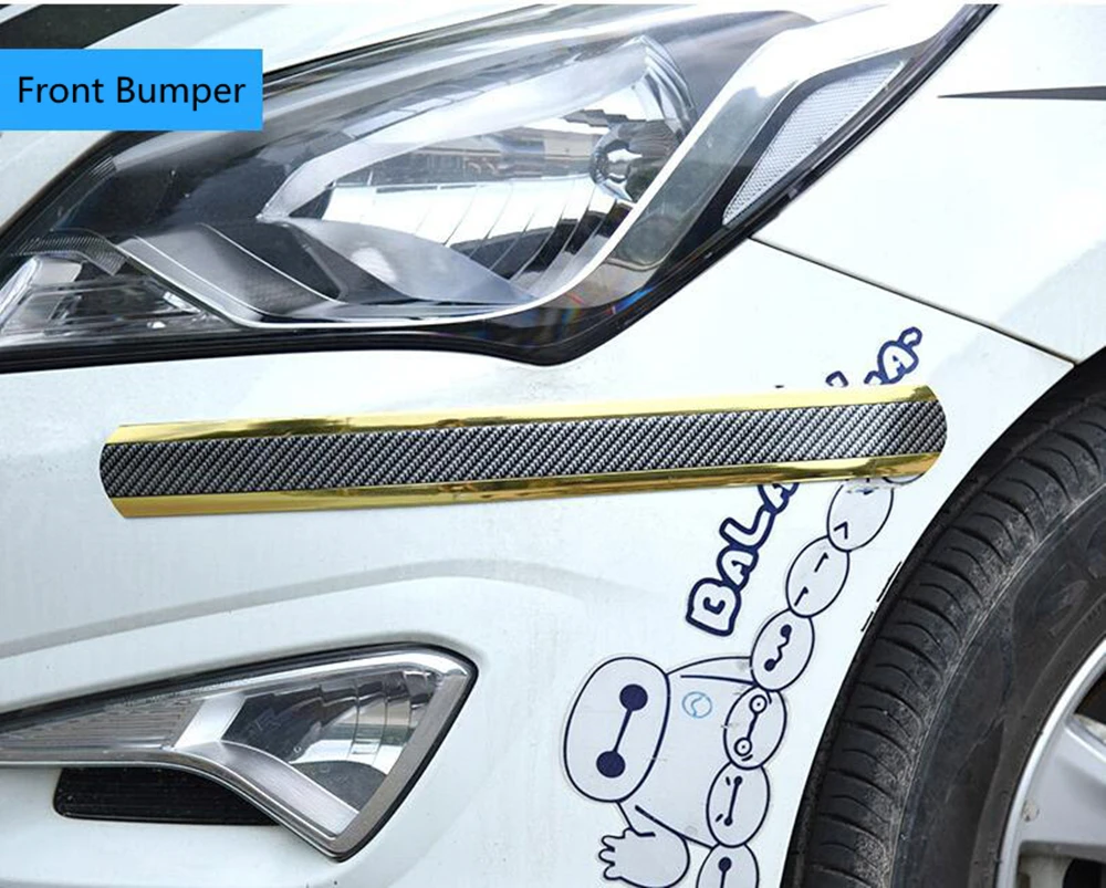 

Golden Carbon Fiber Car Door Plate Sticker Sill Scuff Cover Anti Scratch Strip