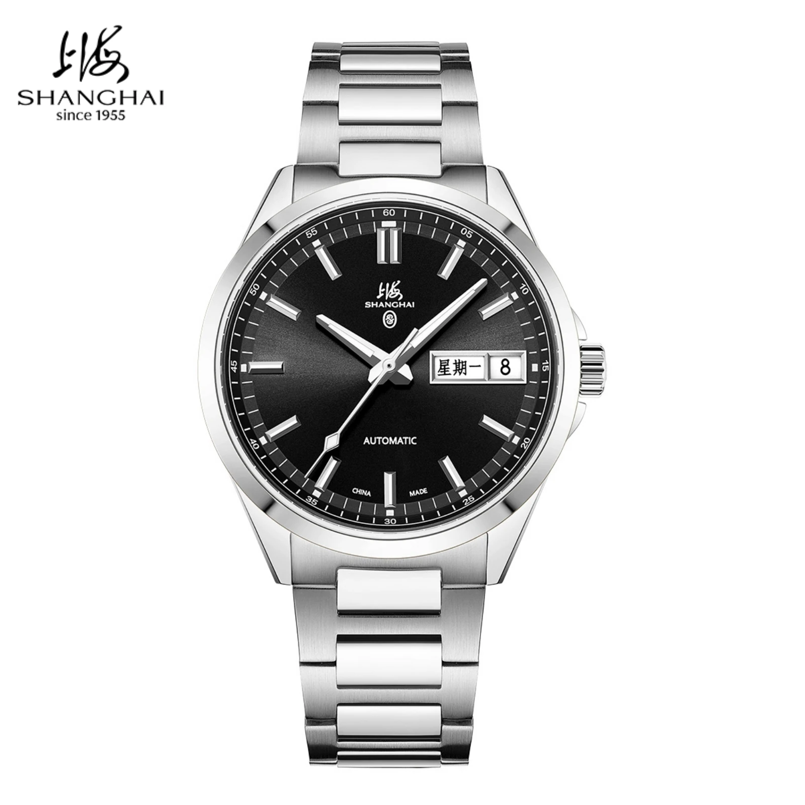 Фото Мужские автоматические механические часы Shanghai Watch 41,64 мм из нержавеющей стали 316L, водонепроницаемые, с календарем, для бизнеса и повседневной носки, SH026 №1