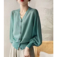 cardigan womens air conditioner summer new ice silk long sleeve cotton and linen sunscreen shirt coat thin loose cotton jacket