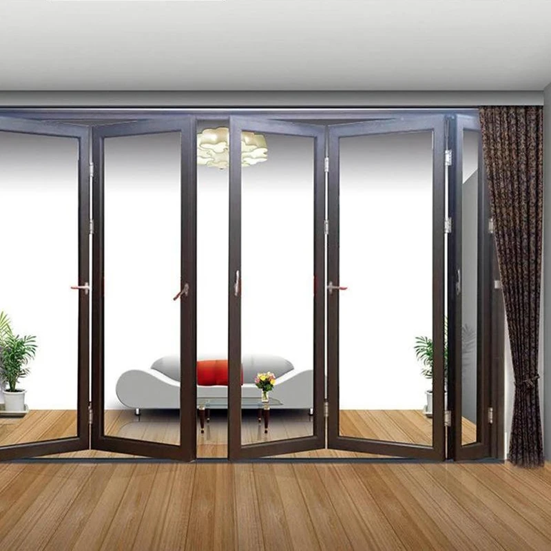 Двухскладные алюминиевые дешевые складные стеклянные двери Wanjia |