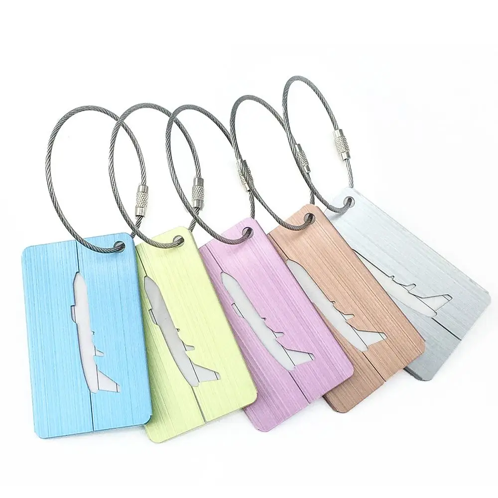 

Aluminum Luggage Tags for Baggage Suitcase Name Address ID Label Metal Brushe Air Plane Portable Travel Accessories Wholesale