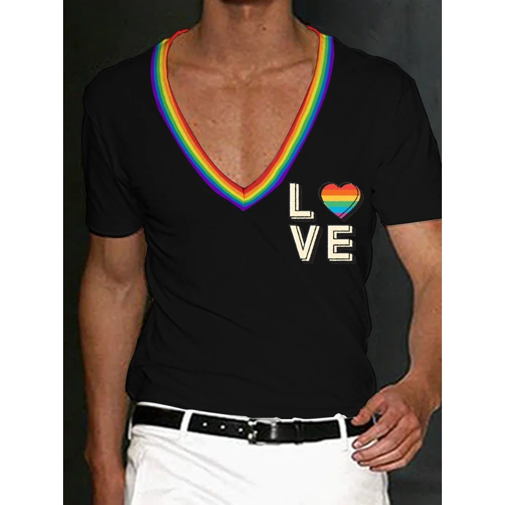 

Мужская Радужная Повседневная футболка Badassdude с V-образным вырезом