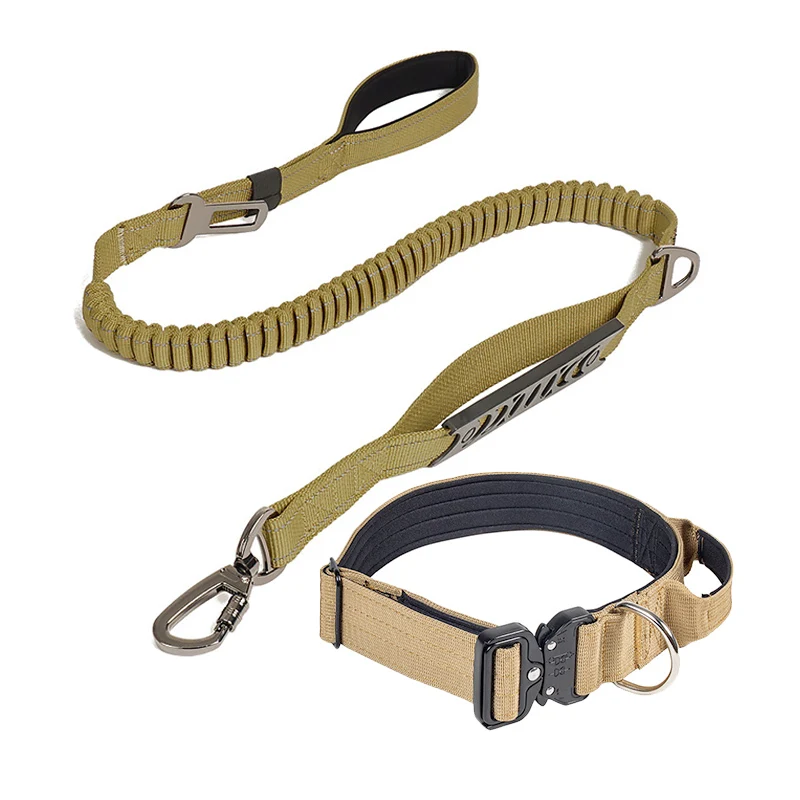 

Tactical Dog Collar and Leash Set Adjustable Collar For Large Dog German Shepherd Heavy Duty Bungee Dog Leash Collar Accessories