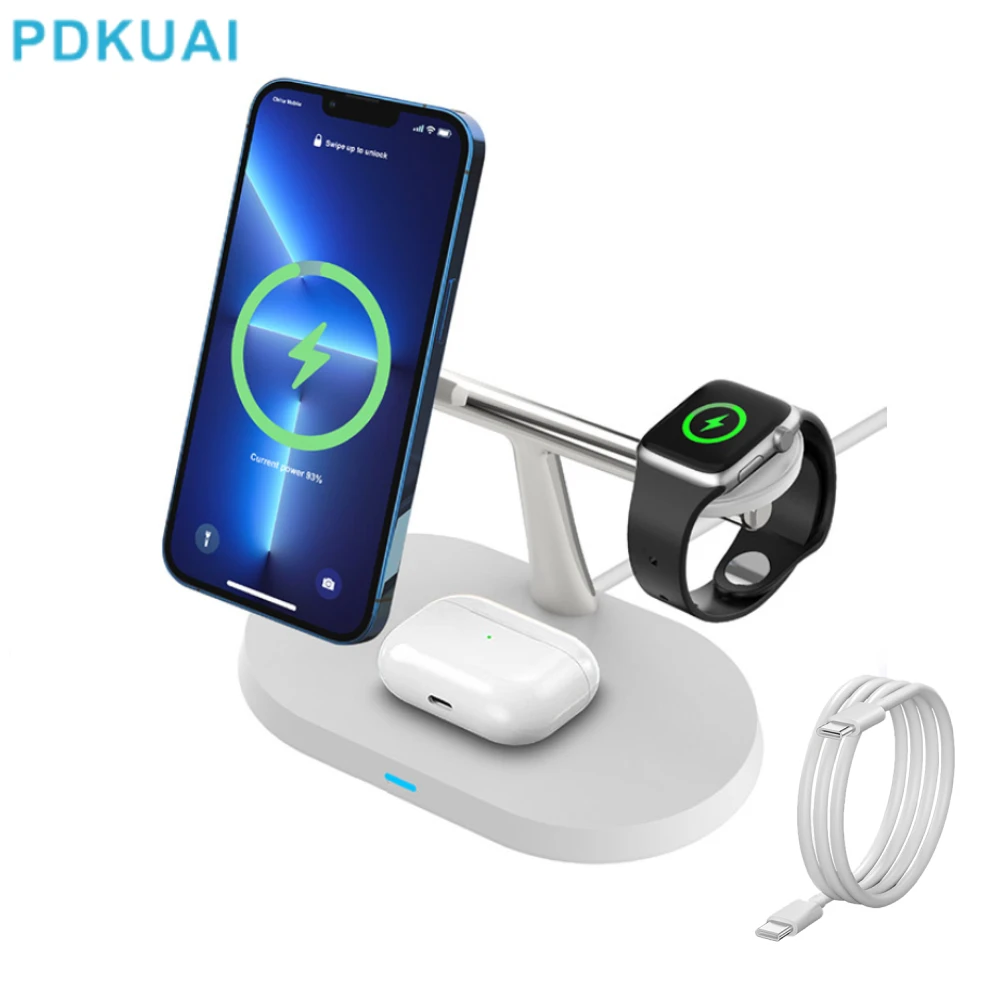 

3 In 1 15W Wireless Chager Stand for iPhone 13 12 Pro Max Mini Apple Watch 7 Airpods Pro Magnetic Fast Charging Dock Station