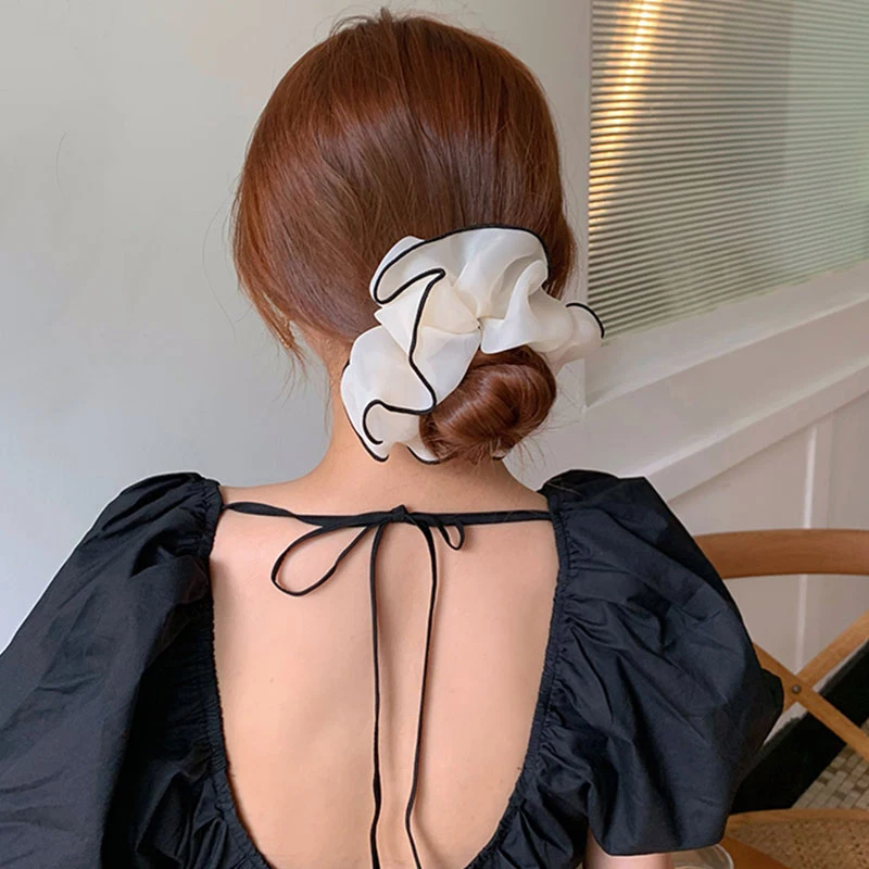 

New Ins Large Size Contrast Color Mesh Hair Scrunchies For Women Girls Hair Tie Ponytail Holder Hair Accessories For Girls