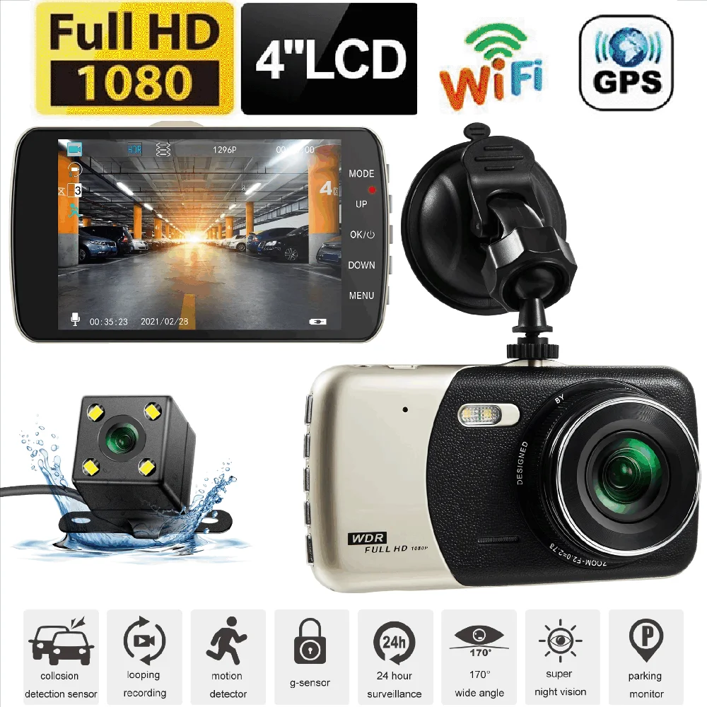 

Автомобильный видеорегистратор, Wi-Fi, 1080P Full HD, камера заднего вида, Автомобильный видеорегистратор с ночным видением, Автомобильный видеорегистратор, GPS-регистратор, автомобильные аксессуары