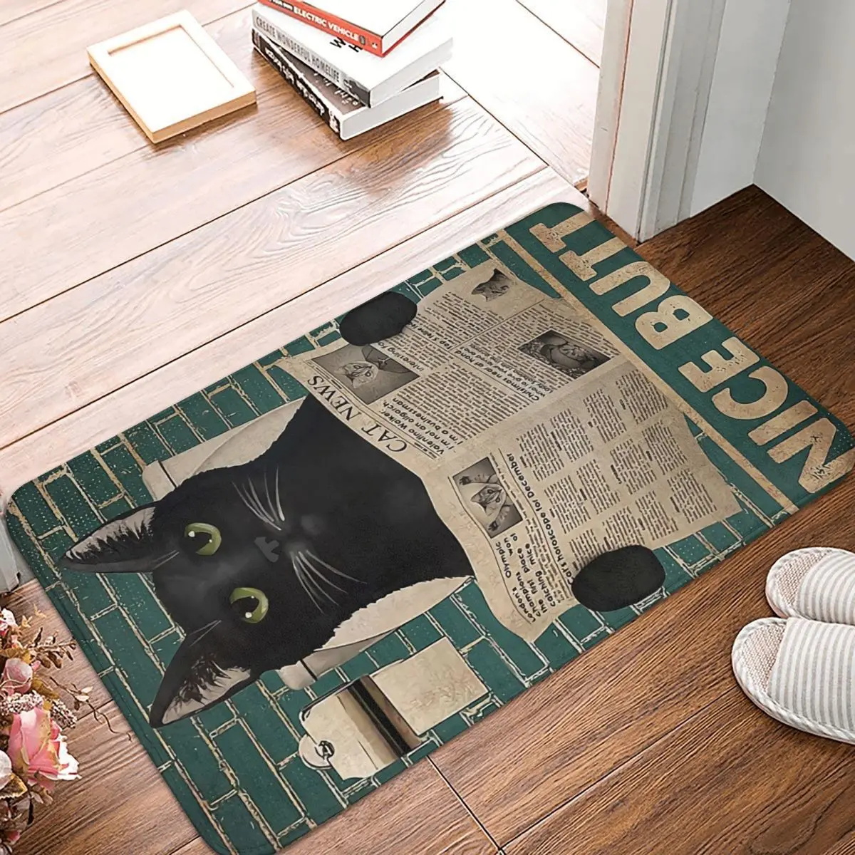 

Halloween Nice Butt Bath Non-Slip Carpet Black Cat Bedroom Mat Entrance Door Doormat Home Decor Rug