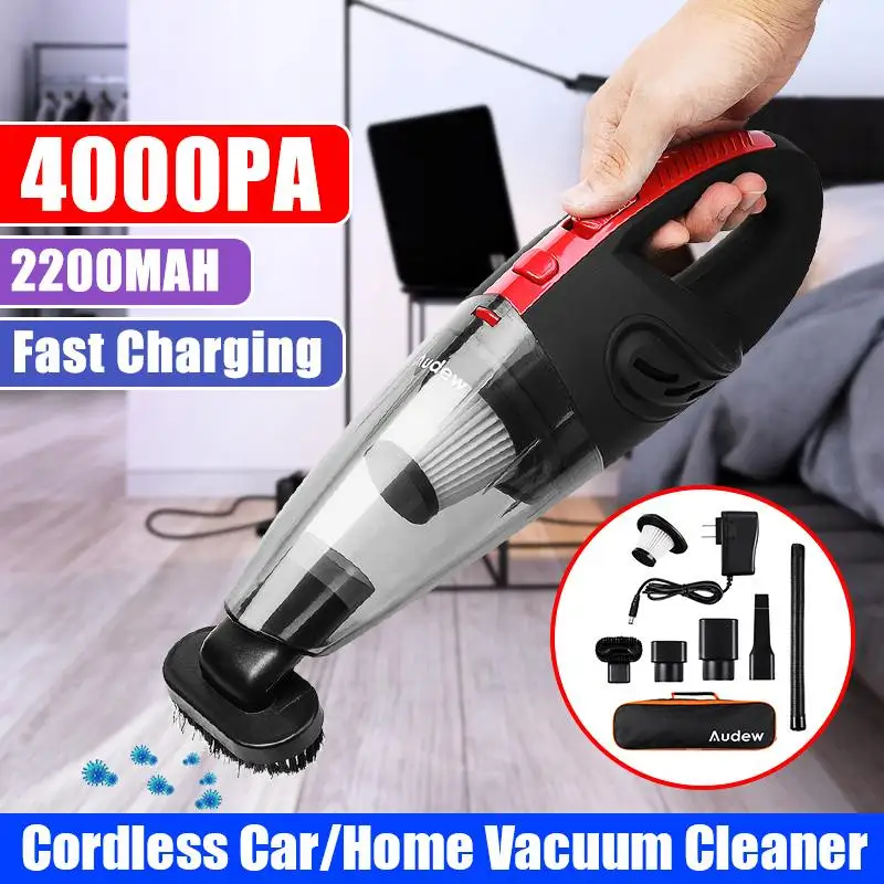 

AUDEW 4000pa Wireless Vacuum Cleaner For Car Handheld Vaccum Cleaners 120W Powerful Cyclone Suction Mini Portable Wet Dry Use